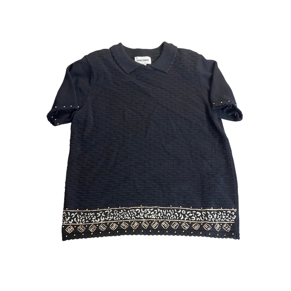 Alfred Dunner Knit Top Women Small Black Vintage